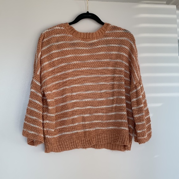 Saltwater Luxe Orange Striped Sweater, Small - Picture 4 of 4